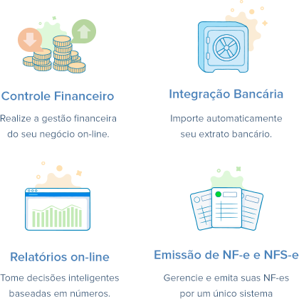 Funcionalidades ContaAzul - Controle Financeiro, Integra&ccedil;&atilde;o Banc&aacute;ria, Relat&oacute;rios Online e Emiss&atilde;o de NFe e NFSe